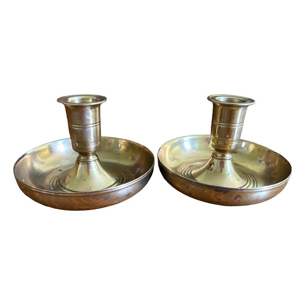 Colonial Williamsburg Brass Restoration Virginia MC Traveling Candlesticks